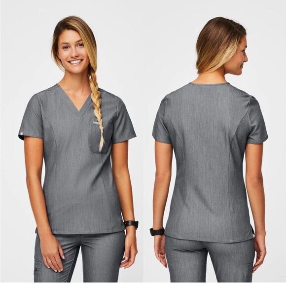 Figs Catarina One Pocket Technical Scrub Top Graphite Grey Womens XS - Picture 1 of 5
